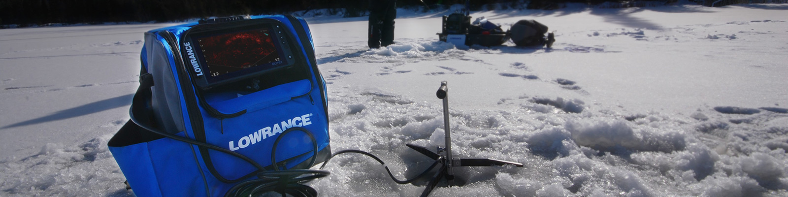 Lowrance Explorer kit being used while ice fishing