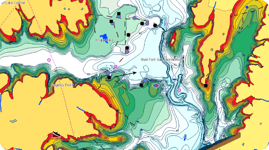 Map showing  contours